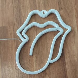 Pink Neon Lips Wall Decor